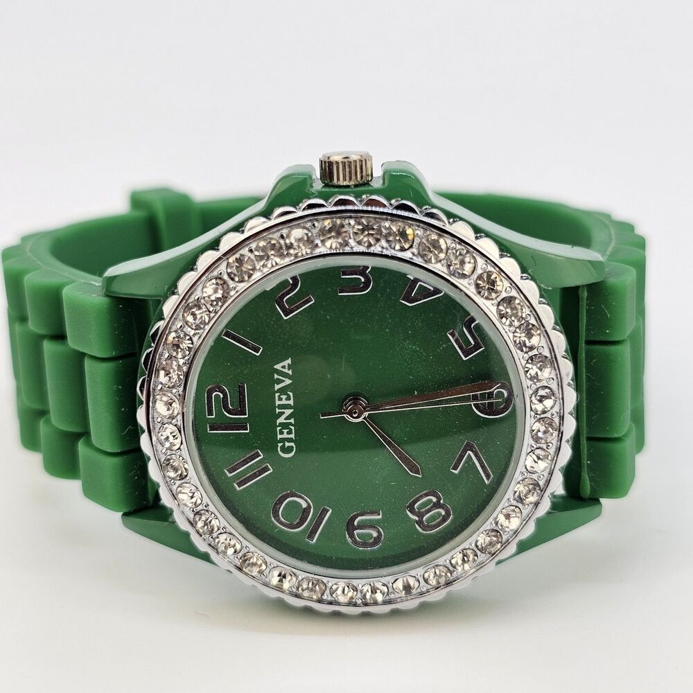 38MM Women's‎ Watch Green Dial Green Plastic Band Straps New Battery